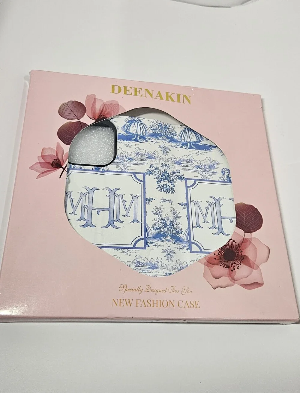 DEENAKIN iPhone 16 Pro Wallet Case Blue Toile de Jouy Pattern - NIB
